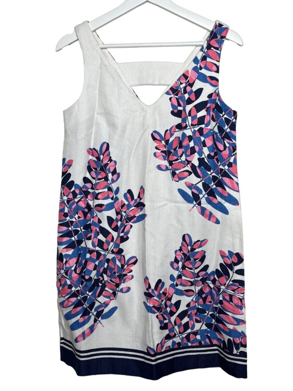 Taylor Women's Size 4 Floral Shift Dress White Blue Pink Sleeveless